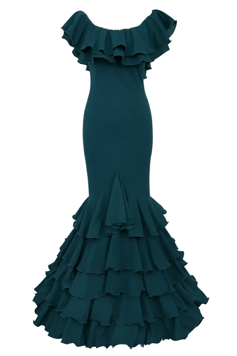 Traje de Flamenca EW5 | Vestido Flamenco con Gran Volante y 5 Volantes en Falda MASTER NUTRICION