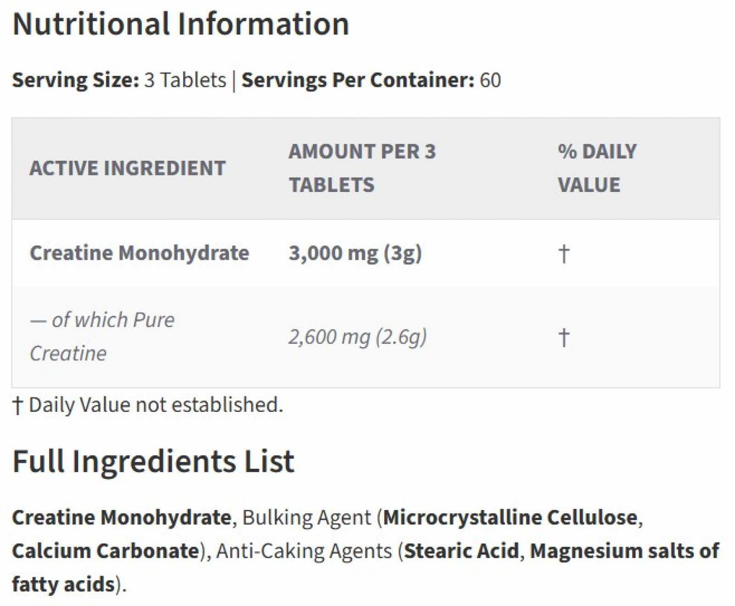Creatine Monohidrate 3.0 180 Tablets MASTER NUTRICION