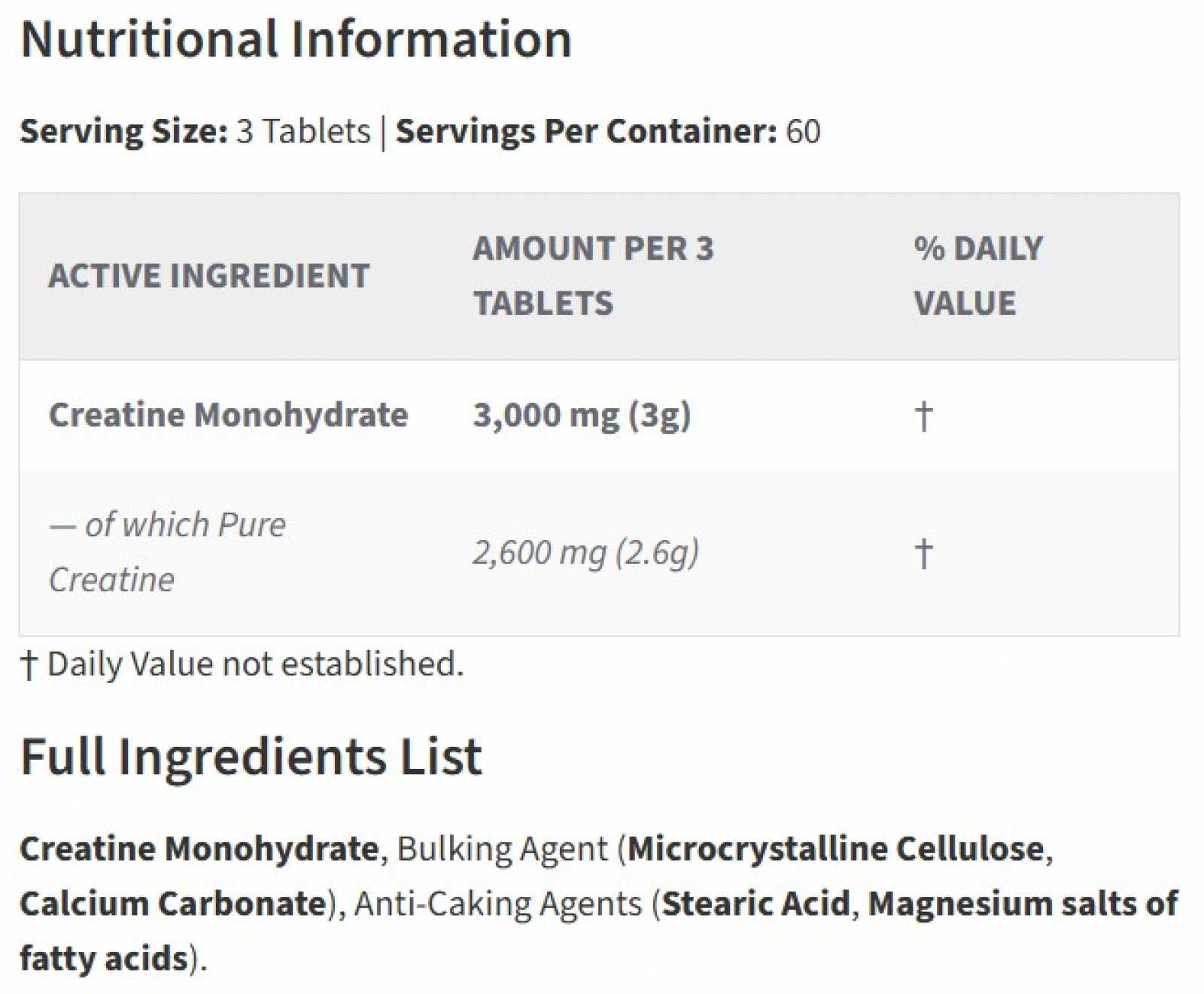 Creatine Monohidrate 3.0 180 Tablets MASTER NUTRICION