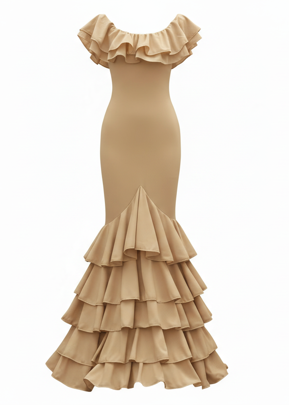 Traje de Flamenca EW5 | Vestido Flamenco con Gran Volante y 5 Volantes en Falda MASTER NUTRICION