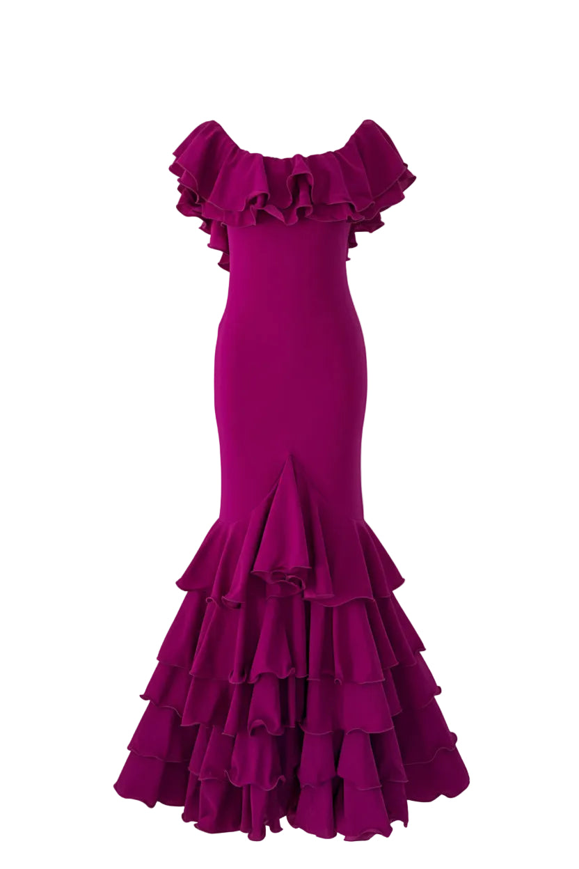 Traje de Flamenca EW5 | Vestido Flamenco con Gran Volante y 5 Volantes en Falda MASTER NUTRICION