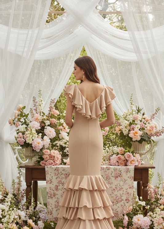 Traje de Flamenca EW5 | Vestido Flamenco con Gran Volante y 5 Volantes en Falda MASTER NUTRICION